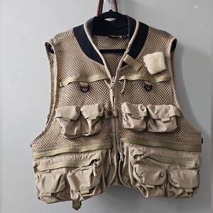 FIELDLINE Anglers Fly Fishing Khaki Vest, Mesh Pockets